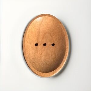 Solid Wood Bar Soap Dish‎ Functional Bathroom Decor Drain Hole Non Slip